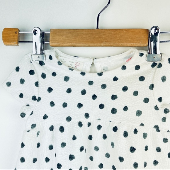 🐯2/$15🐯 ZARA Baby White Black Polka Dot Dress - Picture 5 of 13